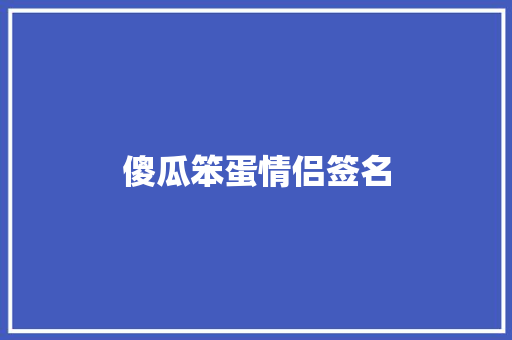 傻瓜笨蛋情侣签名