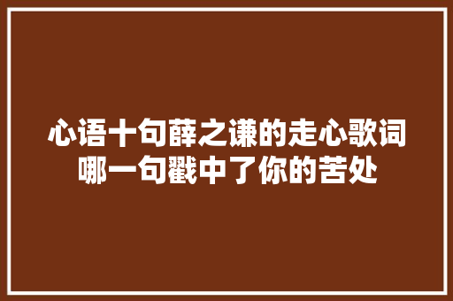 心语十句薛之谦的走心歌词哪一句戳中了你的苦处 休闲娱乐