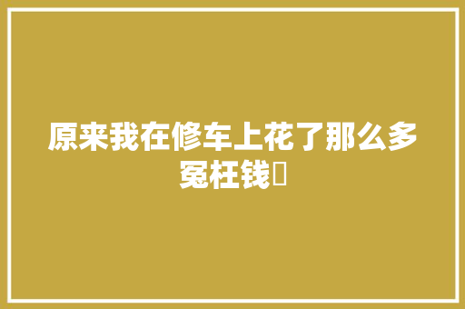 原来我在修车上花了那么多冤枉钱​ 汽车知识