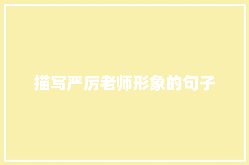描写严厉老师形象的句子