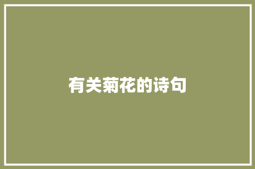 有关菊花的诗句