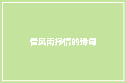 借风雨抒情的诗句