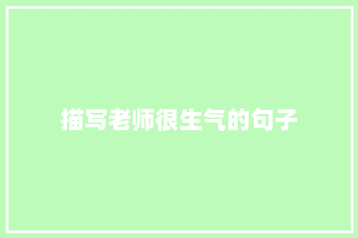 描写老师很生气的句子