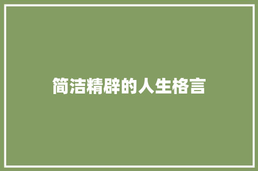 简洁精辟的人生格言
