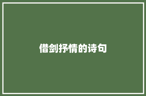 借剑抒情的诗句