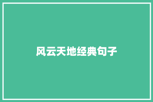 风云天地经典句子