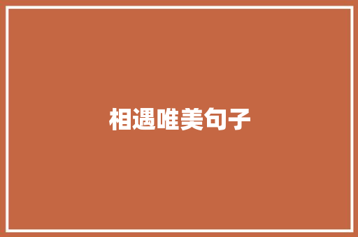 相遇唯美句子