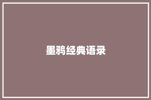 墨鸦经典语录