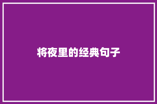 将夜里的经典句子