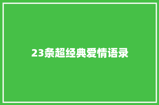 23条超经典爱情语录