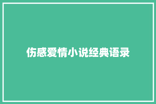 伤感爱情小说经典语录