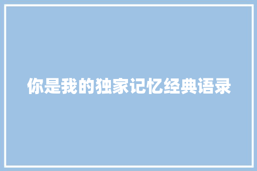 你是我的独家记忆经典语录