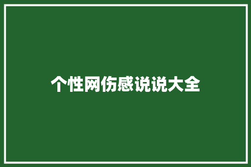 个性网伤感说说大全