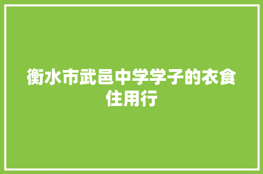 衡水市武邑中学学子的衣食住用行