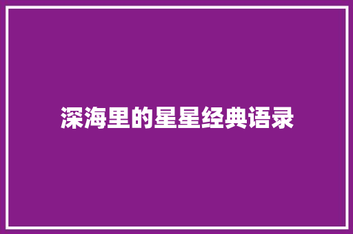 深海里的星星经典语录