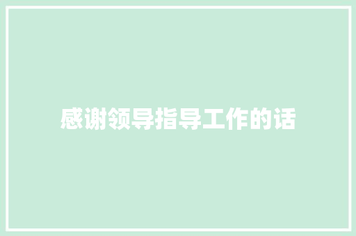感谢领导指导工作的话