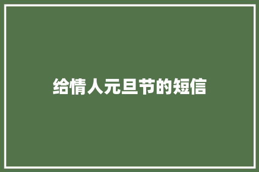 给情人元旦节的短信