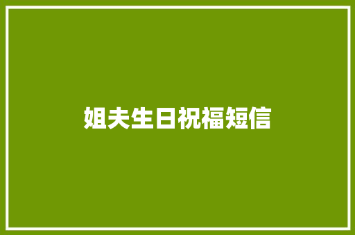 姐夫生日祝福短信