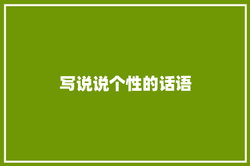 写说说个性的话语