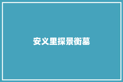 安义里探景衡墓 汽车知识