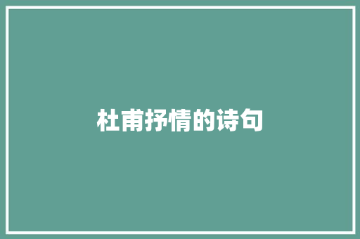杜甫抒情的诗句