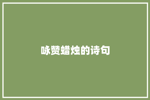 咏赞蜡烛的诗句