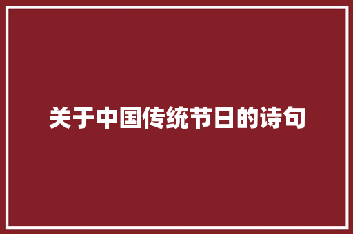 关于中国传统节日的诗句
