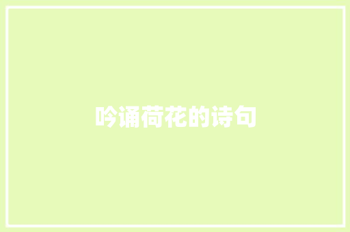 吟诵荷花的诗句