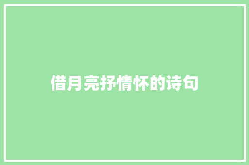 借月亮抒情怀的诗句