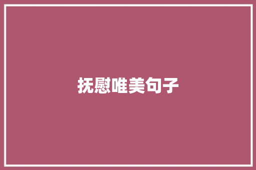 抚慰唯美句子