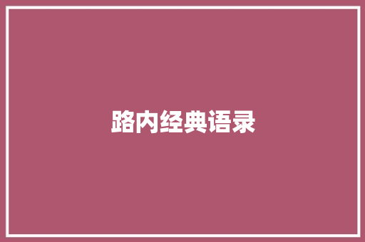 路内经典语录