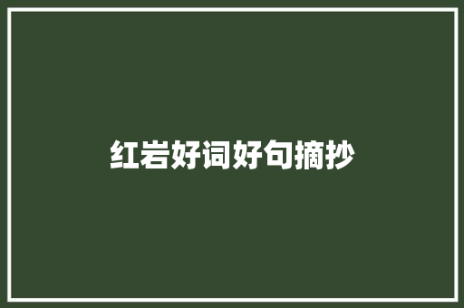 红岩好词好句摘抄