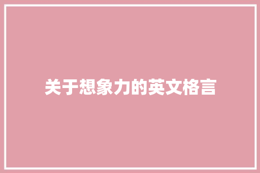 关于想象力的英文格言
