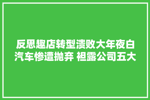 反思趣店转型溃败大年夜白汽车惨遭抛弃 袒露公司五大年夜弊病