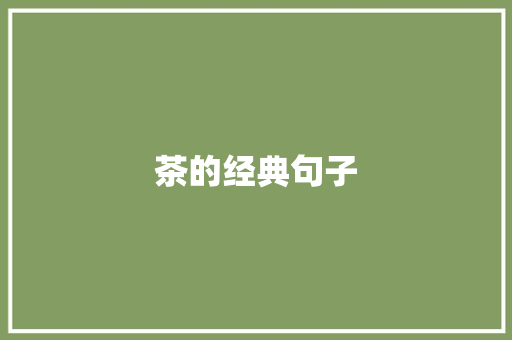 茶的经典句子