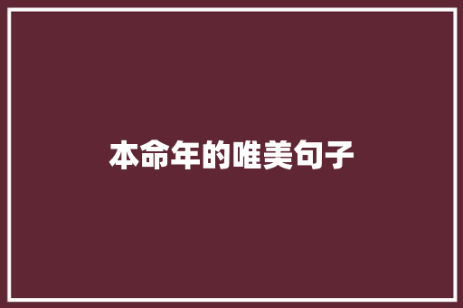 本命年的唯美句子