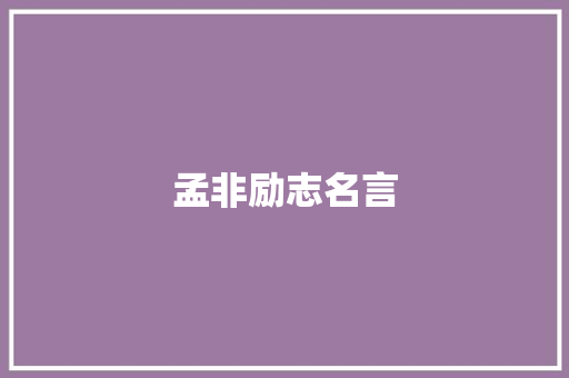 孟非励志名言