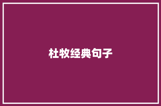 杜牧经典句子