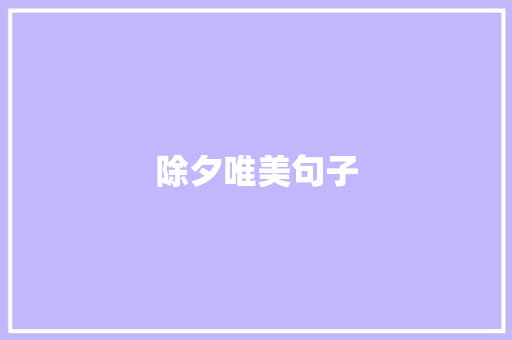 除夕唯美句子