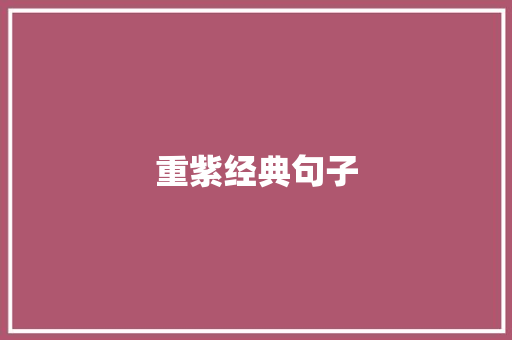 重紫经典句子