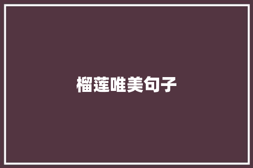 榴莲唯美句子