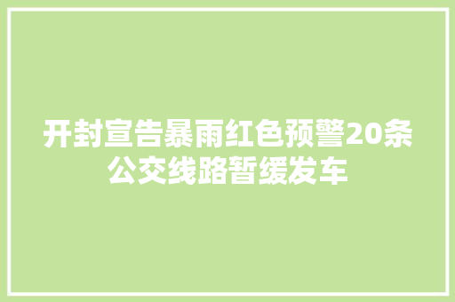开封宣告暴雨红色预警20条公交线路暂缓发车