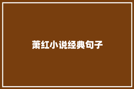萧红小说经典句子