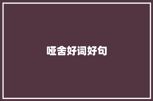 哑舍好词好句