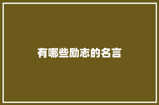 有哪些励志的名言