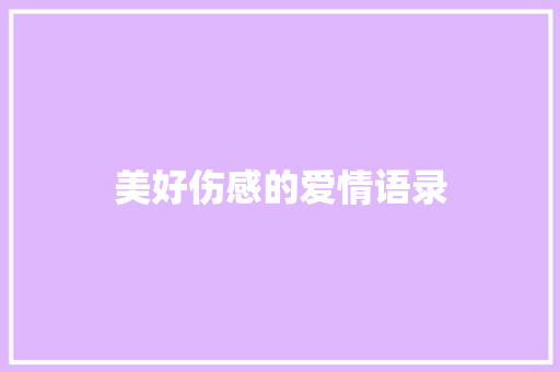美好伤感的爱情语录