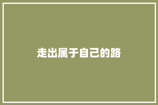 走出属于自己的路