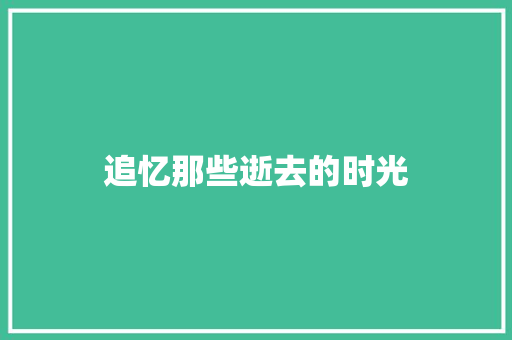 追忆那些逝去的时光