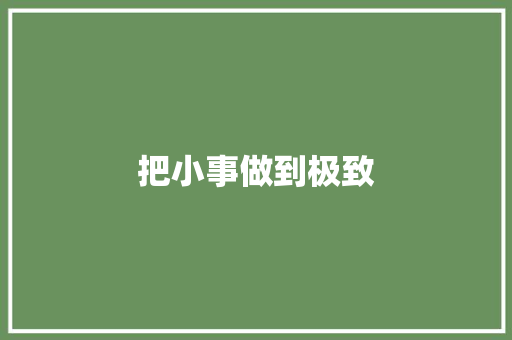 把小事做到极致