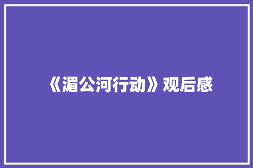 《湄公河行动》观后感